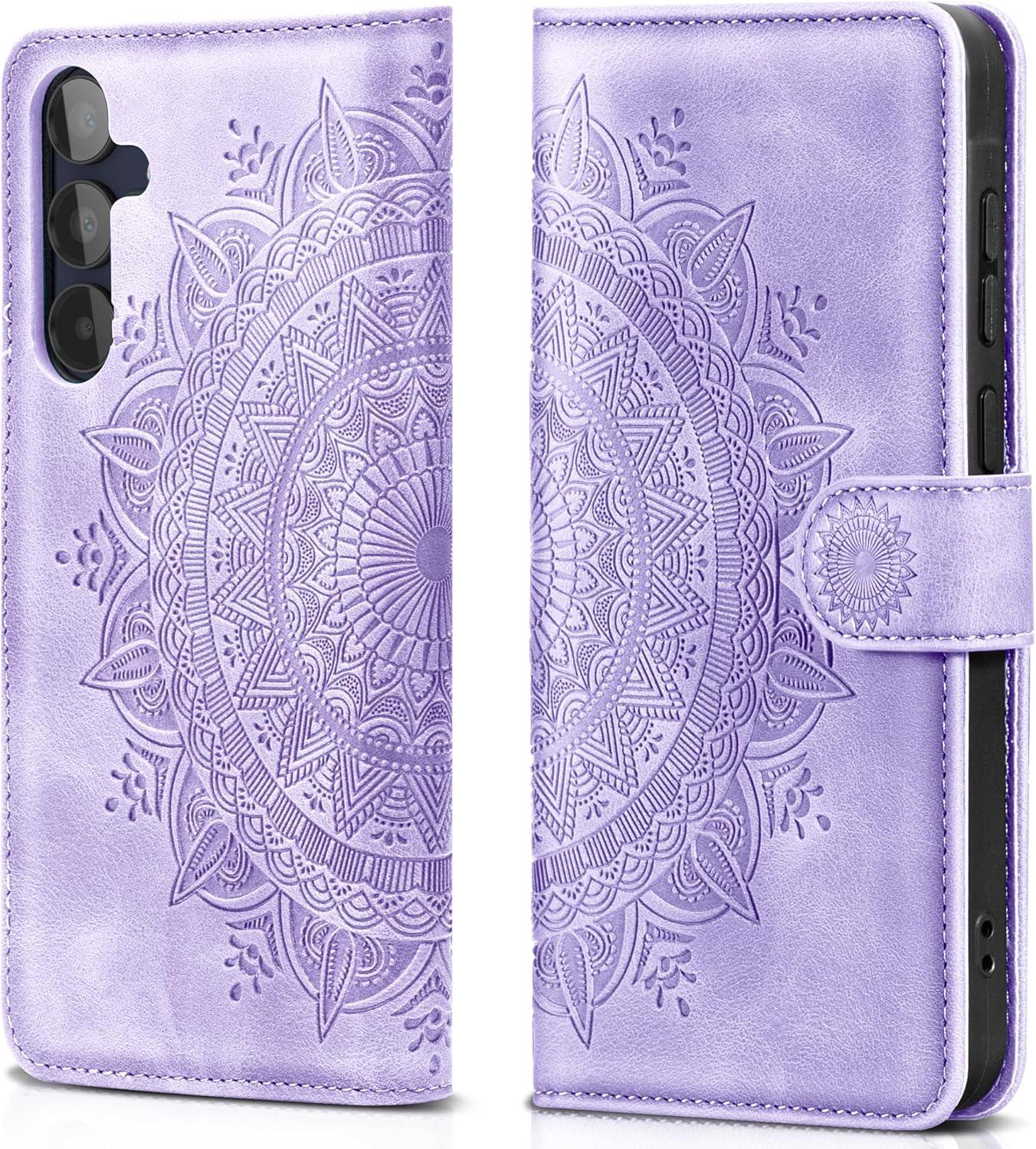 Samsung Galaxy A15 5G/4G Leder Wallet Hülle - Hellviolett