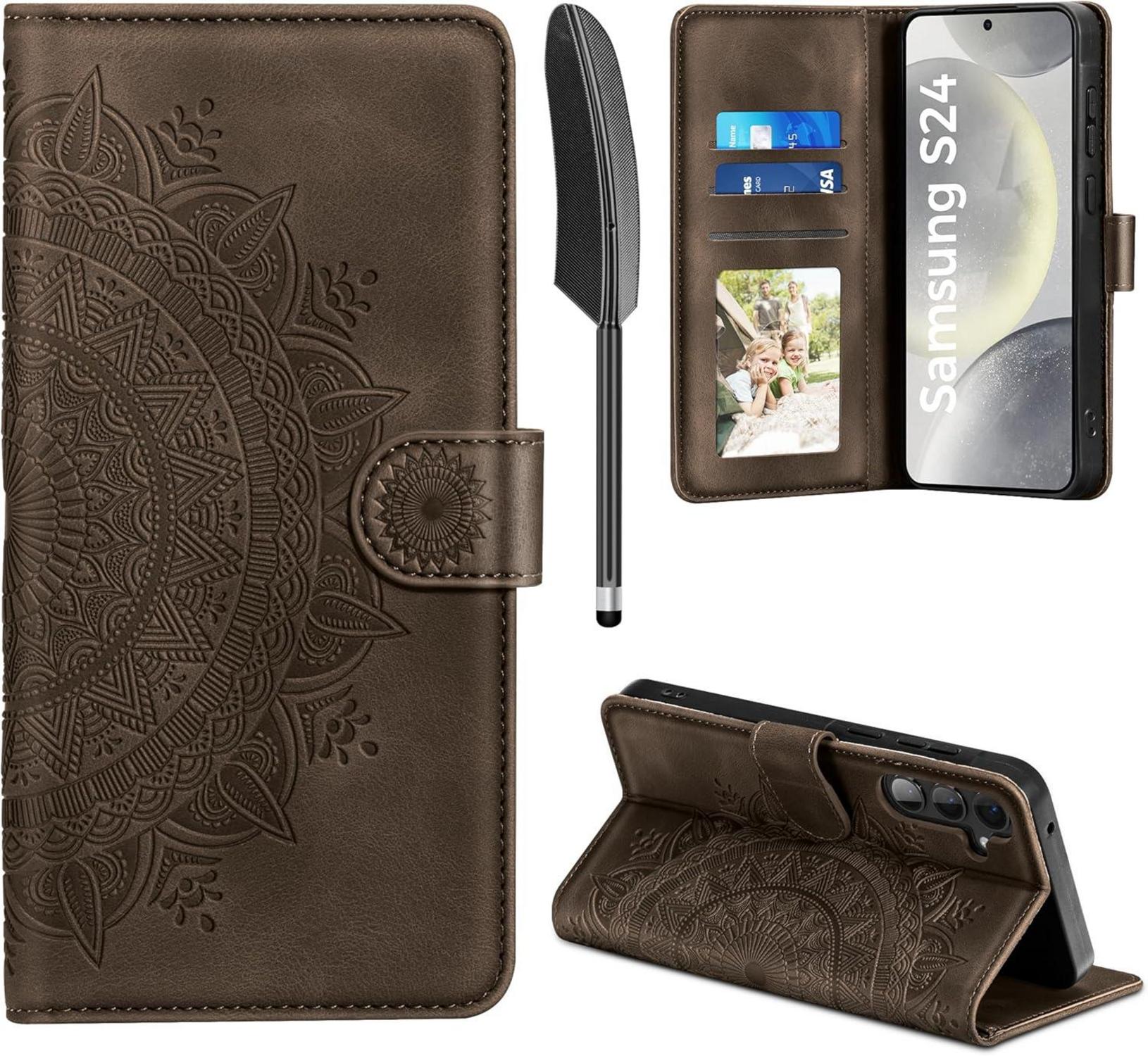 Samsung Galaxy S24 5G Leder Flip Wallet Hülle mit Standfunktion und