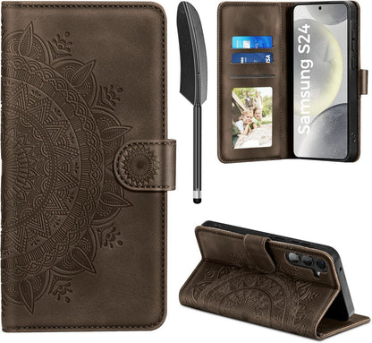 Samsung Galaxy S24 5G Leder Flip Wallet Hülle mit Standfunktion und