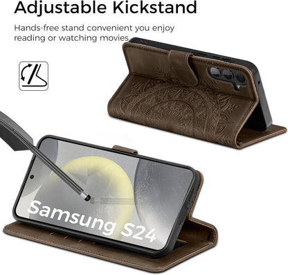 Samsung Galaxy S24 5G Leder Flip Wallet Hülle mit Standfunktion und