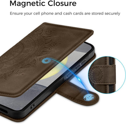 EASDNB Samsung Galaxy S24 5G Lederhülle Flip Wallet Schutzhülle Braun