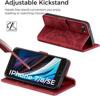 Handyhülle iPhone SE 2022/20, iPhone 7/8 Flip PU Leder Schutzhülle Rot