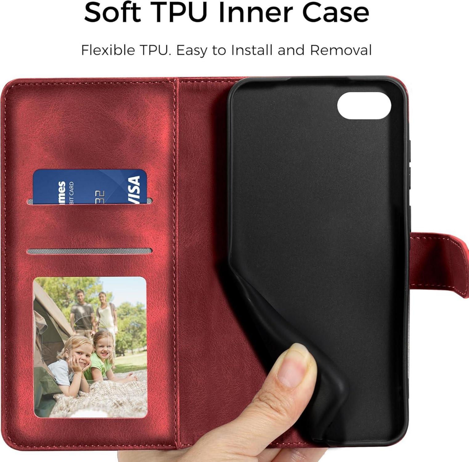 Handyhülle iPhone SE 2022/2020 7/8 Leder Flip Case Rot magnetisch