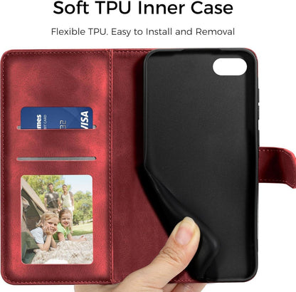 Handyhülle iPhone SE 2022/2020 7/8 Leder Flip Case Rot magnetisch