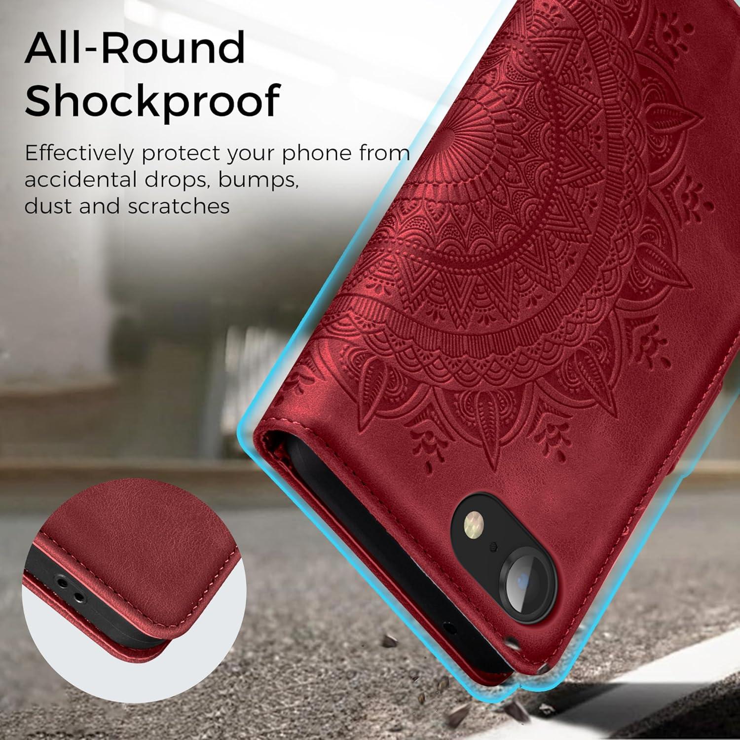 Handyhülle iPhone SE 2022/20/7/8 Leder Flip Schutzhülle mit Ständer