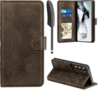 Handyhülle Samsung Galaxy S24 Ultra Premium PU Leder Flip Case Magnet