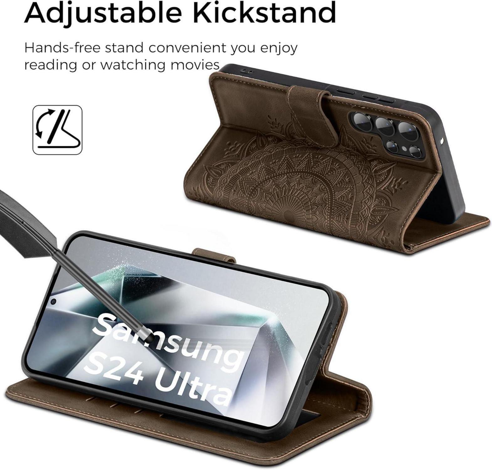 Handyhülle Samsung Galaxy S24 Ultra Premium PU Leder Flip Case Magnet