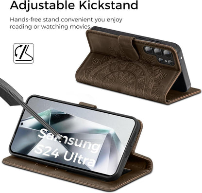 Handyhülle Samsung Galaxy S24 Ultra Premium PU Leder Flip Case Magnet