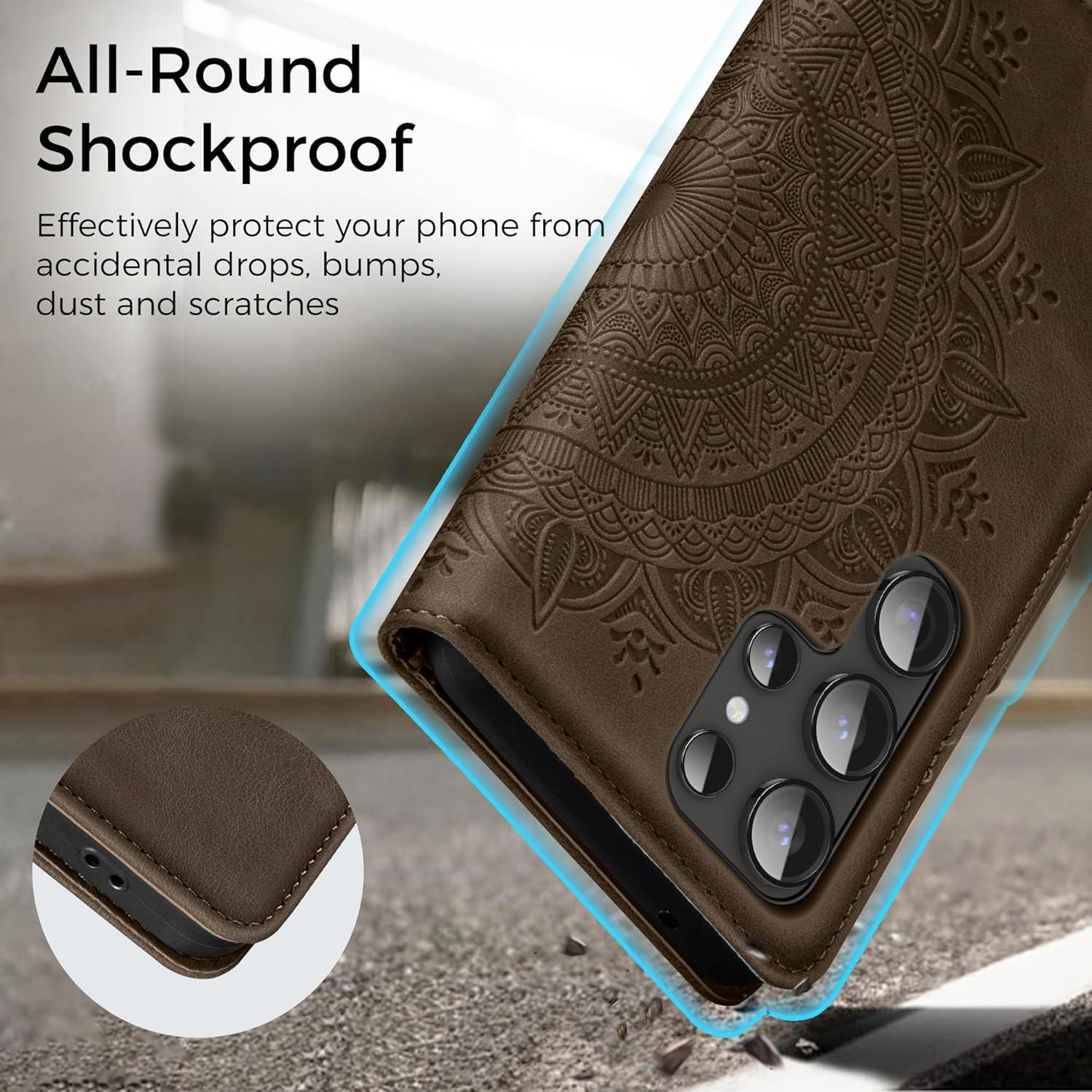 Handyhülle Samsung Galaxy S24 Ultra Flip Wallet Premium Leder Tasche