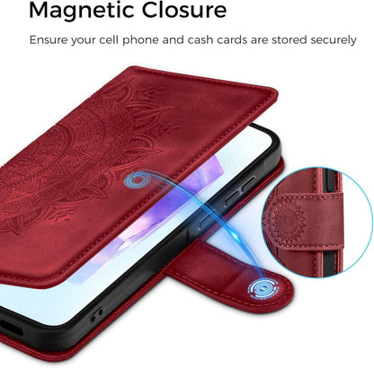 EASDNB Samsung Galaxy A55 5G Lederhülle Rot Flip Wallet Case mit Standfunktion