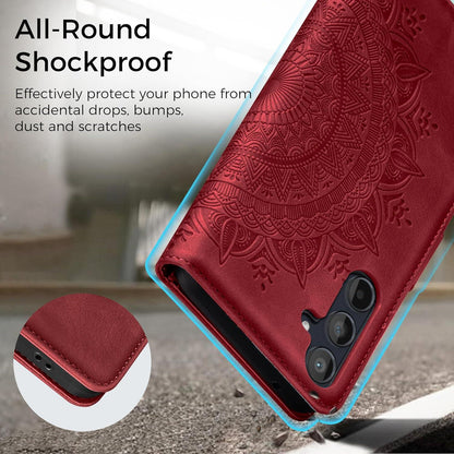 Samsung Galaxy A55 5G Lederhülle Wallet Case Rot Magnet Standfunktion