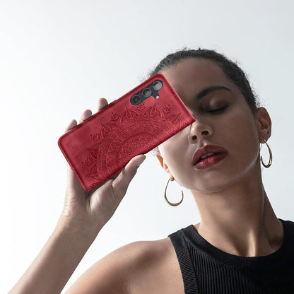 Samsung Galaxy A55 5G Hülle Wallet Case Rot PU Leder Standfunktion