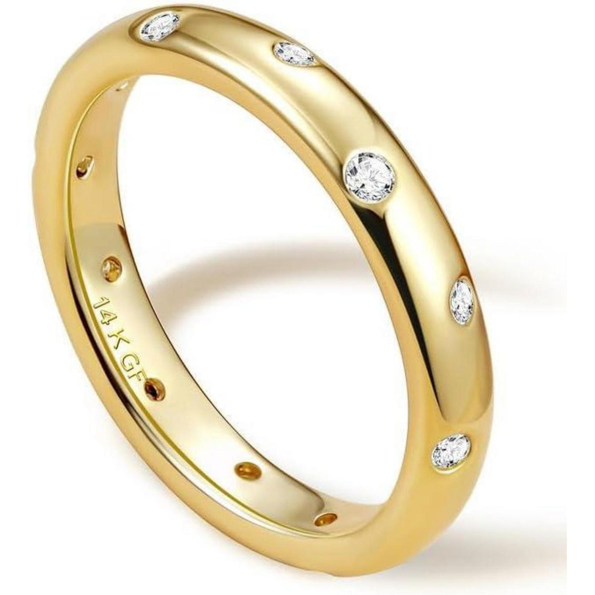 14 Karat Gold gefüllter Ring mit Zirkonia Damen | Ringgröße 57