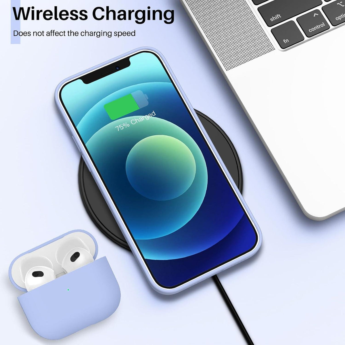 iPhone 12 Pro Silikon Case Ultra Dünn Voller Schutz Babyblau