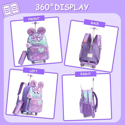 Schulranzen Trolley Mädchen 7 Jahre – Lila Mouse Set