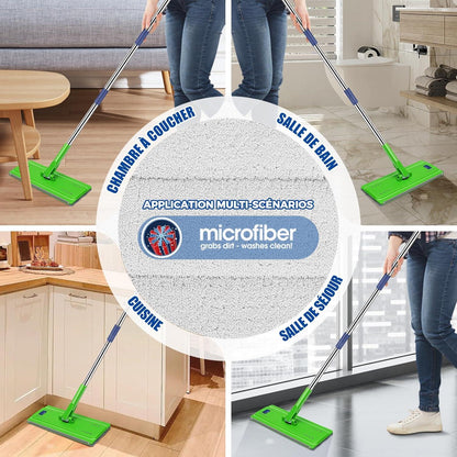 Wischmopp Set mit Eimer, Bodenwischer, 360-Grad-Drehkopf, Edelstahl
