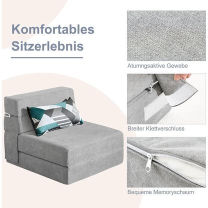 Schlafsessel 70x190 cm mit Memory Schaum & Kissen – Gästesofa