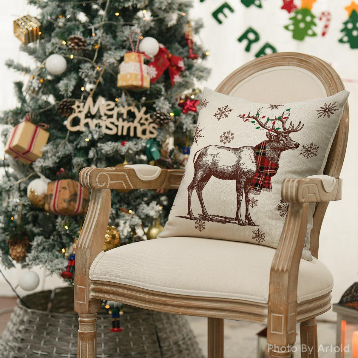Weihnachts Kissenbezüge 4er Set Rot Schwarz BüffelKaro 40x40 cm