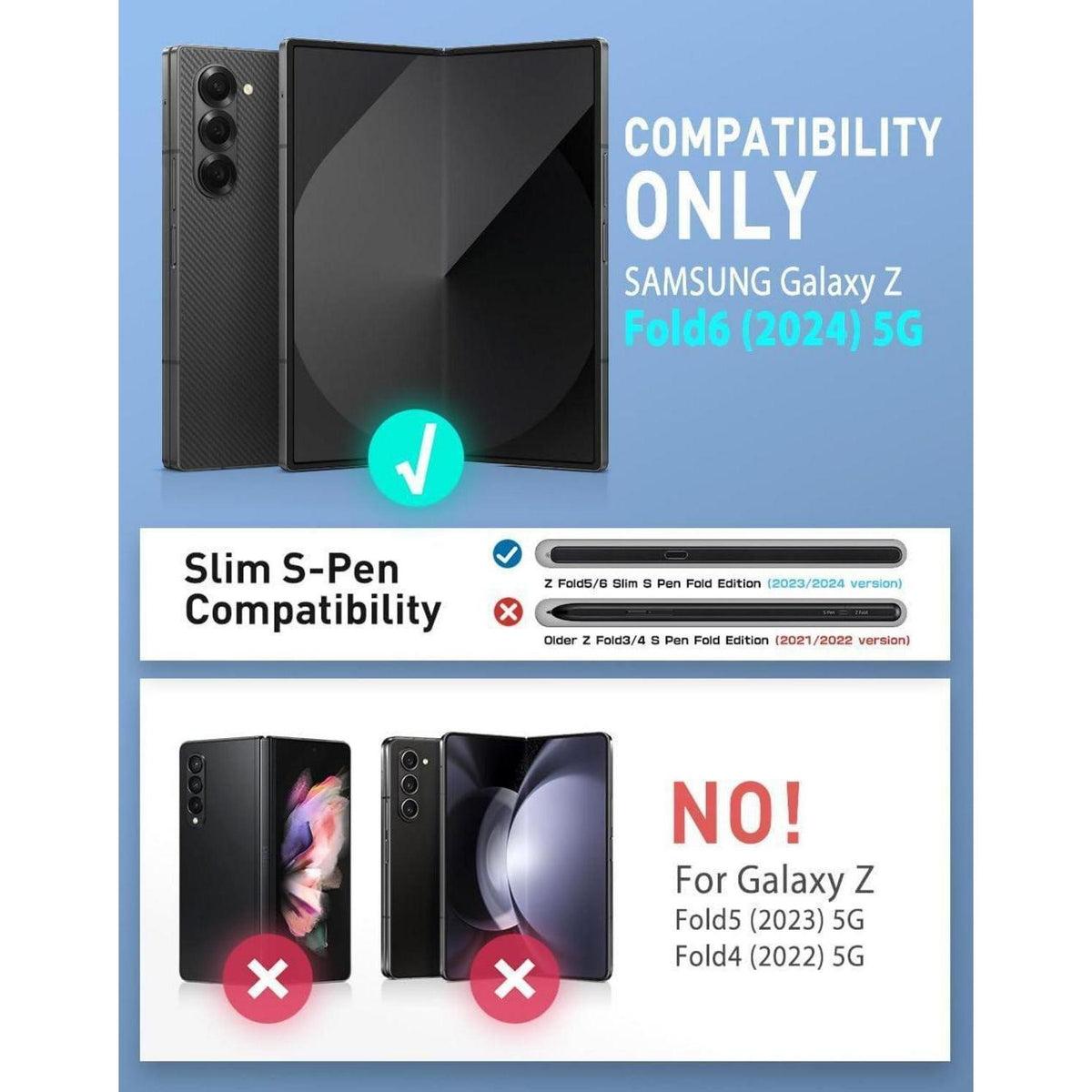 Galaxy Z Fold 6 Hülle mit S Pen Halter und Ständer, Blau