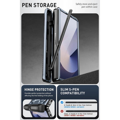 Galaxy Z Fold 6 Hülle mit S Pen Halter und Ständer, Blau