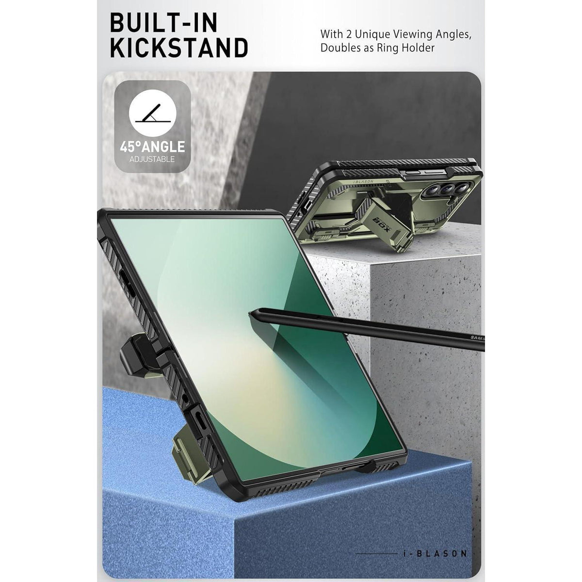 Galaxy Z Fold 6 Hülle mit S Pen Halter und Displayschutz Grün