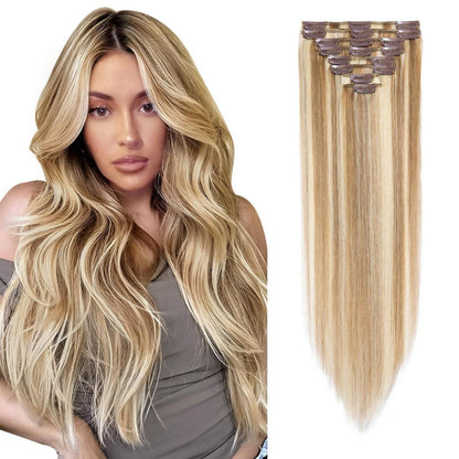 Echthaar Clip-Ins 45cm Goldbraun & Blond Balayage