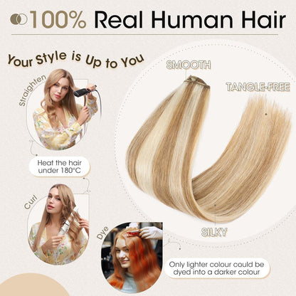 Echthaar Clip-Ins 45cm Goldbraun & Blond Balayage