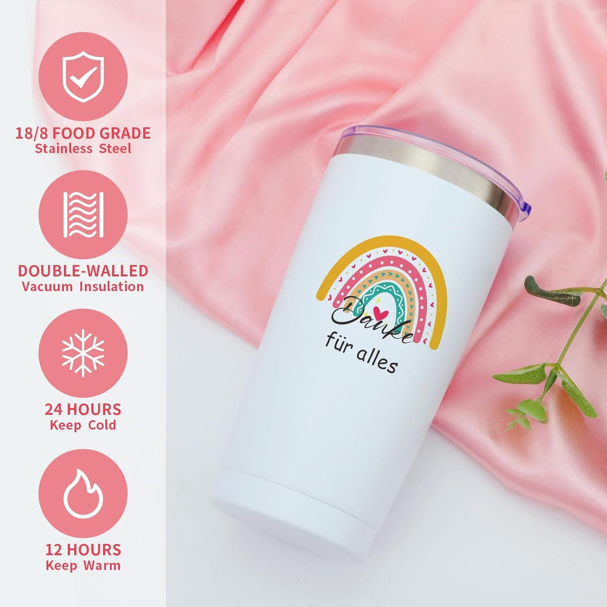 Dankeschön Geschenke für Frauen & Kollegen - Regenbogen Thermobecher