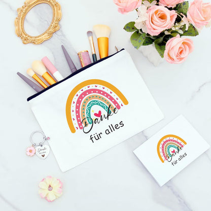 MEIMUCUL Dankeschön Geschenke Thermobecher Schlüsselanhänger Make-up Tasche