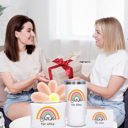 MEIMUCUL Dankeschön Geschenke Thermobecher Schlüsselanhänger Make-up Tasche