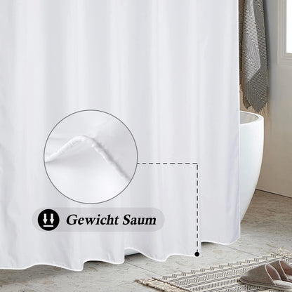 Duschvorhang Textil Weiß Anti Schimmel Wasserdicht 180x160cm