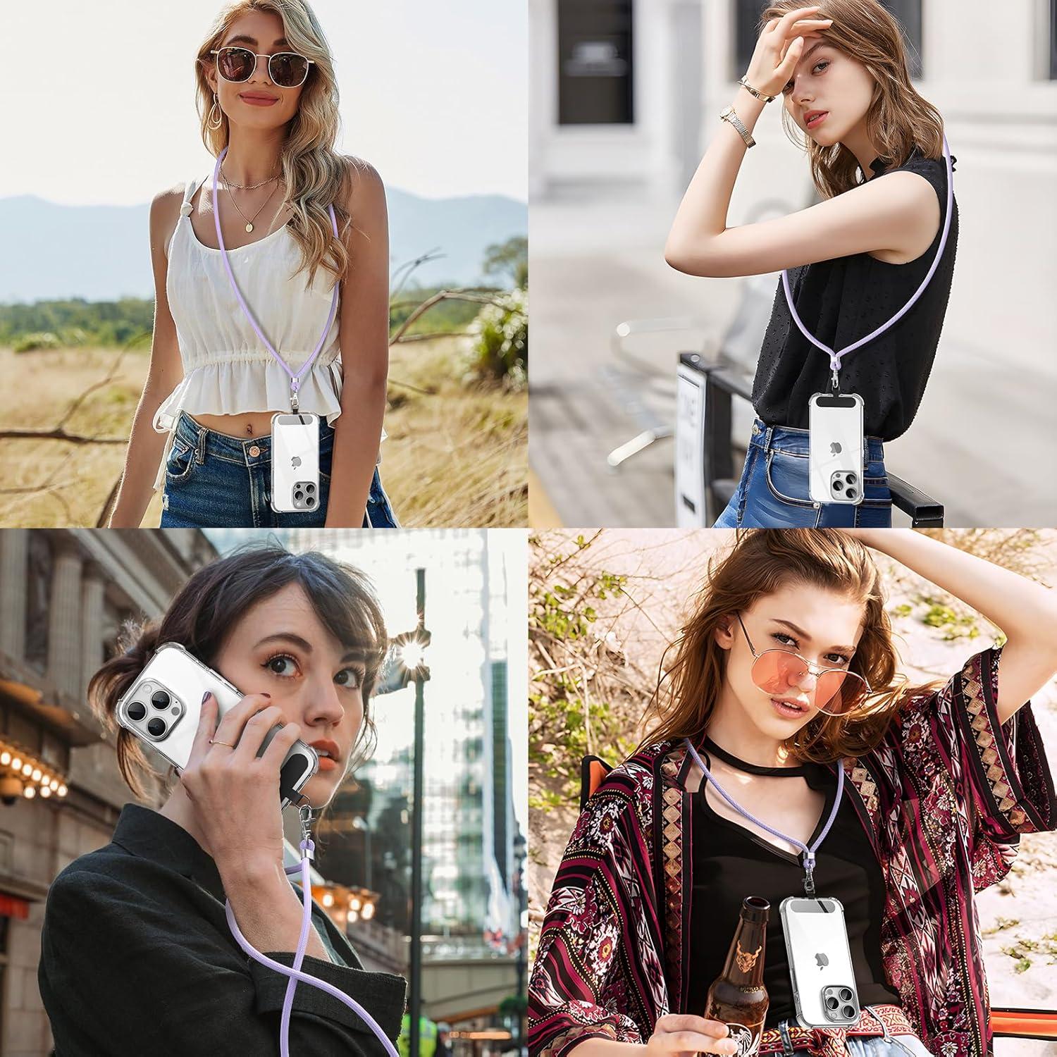 Handykette Lanyard Universal Smartphone mit 2 Patch - Lila