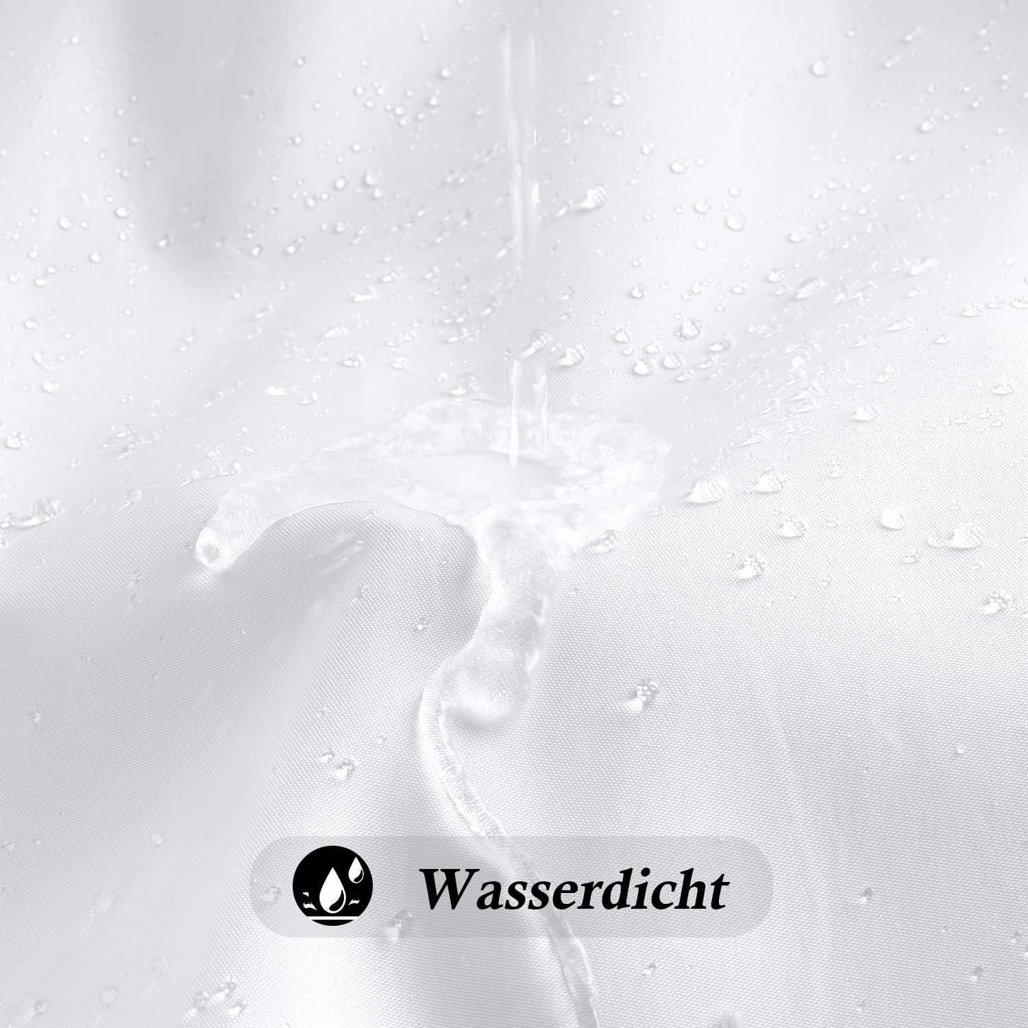 Duschvorhang Weiß Überlänge 180x250 Antischimmel Wasserdicht Stoff Waschbar H250 x B180 cm