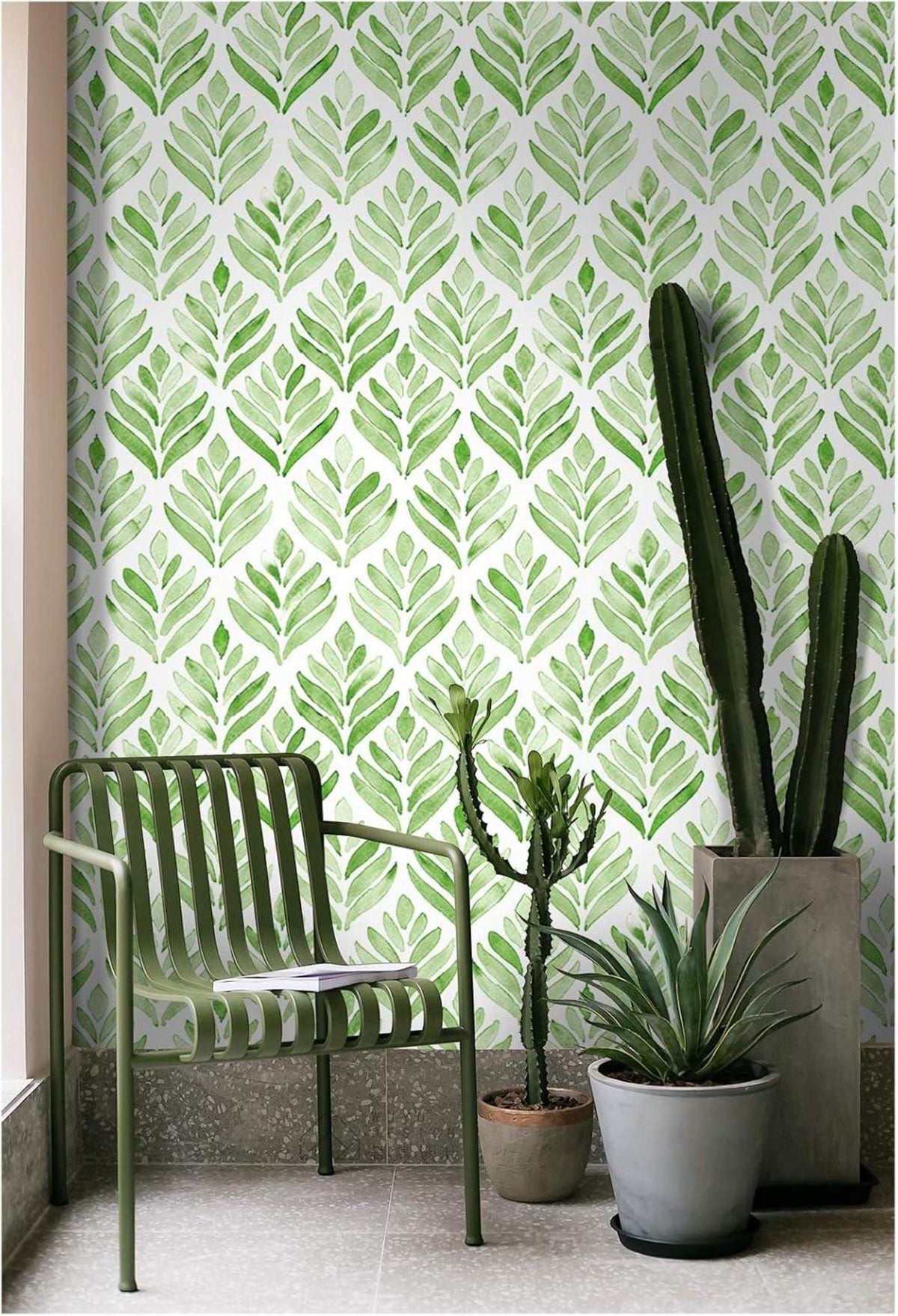 Moderne Selbstklebende Fototapete Grün Pflanzen Laub PVC 44cm x 1000cm