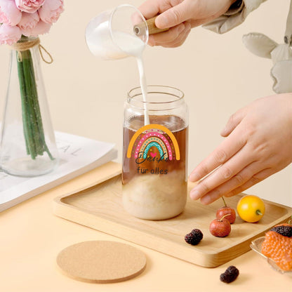 Dankeschön Geschenk für Frauen - Trinkglas mit Deckel und Strohhalm