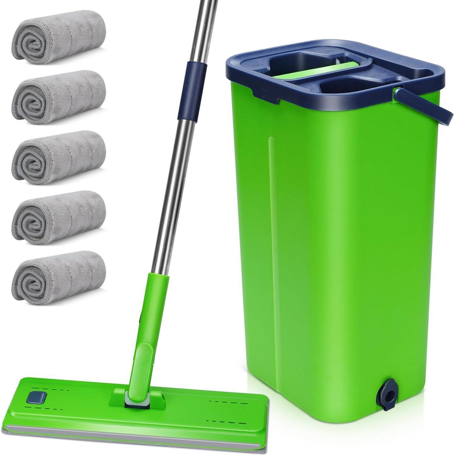 2in1 Wischmopp Set mit Eimer & Auswringfunktion