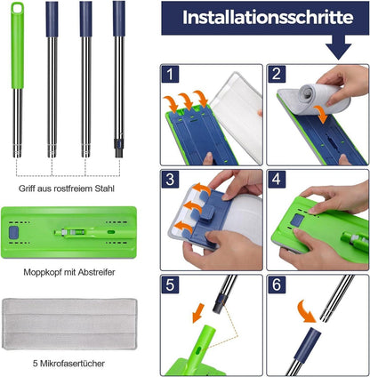 2in1 Wischmopp Set mit Eimer und Auswringfunktion