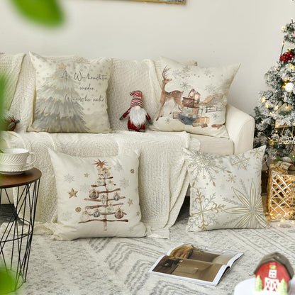 Weihnachtliche Kissenbezüge 4er Set, 40x40 cm, Beige
