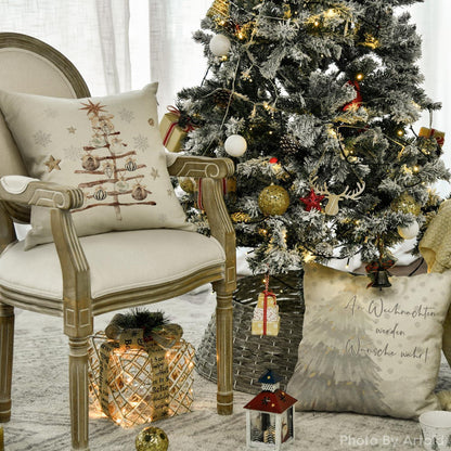 Weihnachtliche Kissenbezüge 4er Set, 40x40 cm, Beige