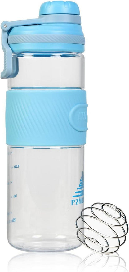 Protein Shaker 650ml Auslaufsicherer Fitness Eiweiß Shaker Blau