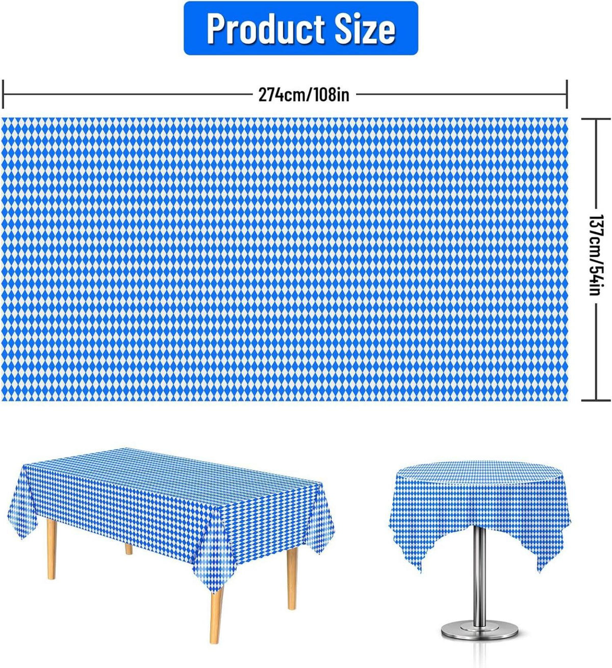 Oktoberfest Tischdecke blau-weißes Rautenkaro Einweg