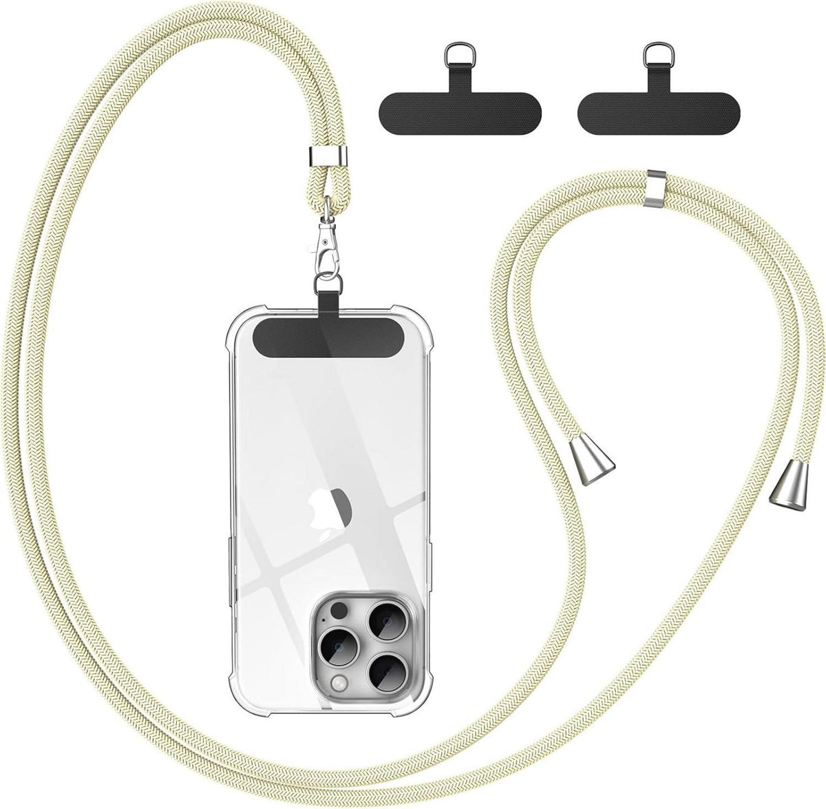 Handykette Universal mit 2 Stück Universelles Patch - Beige
