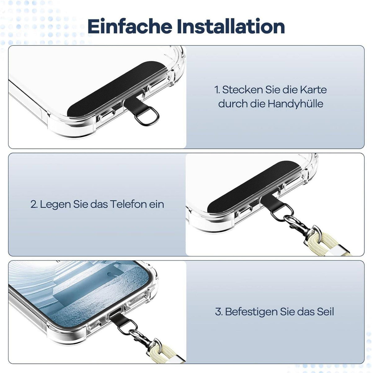 Handykette Universal Handy Lanyard 2 Stück Patch kombinierbar -Beige