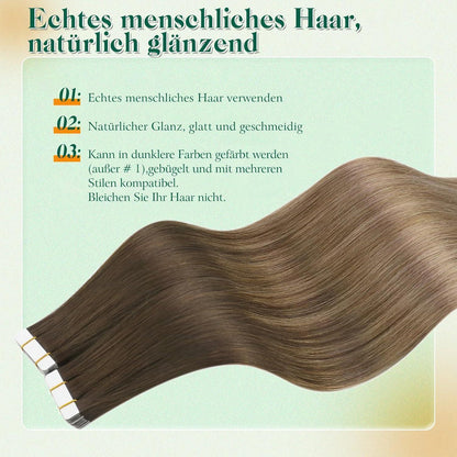 Echthaar Tape Extensions 60cm Blond Balayage Ombre