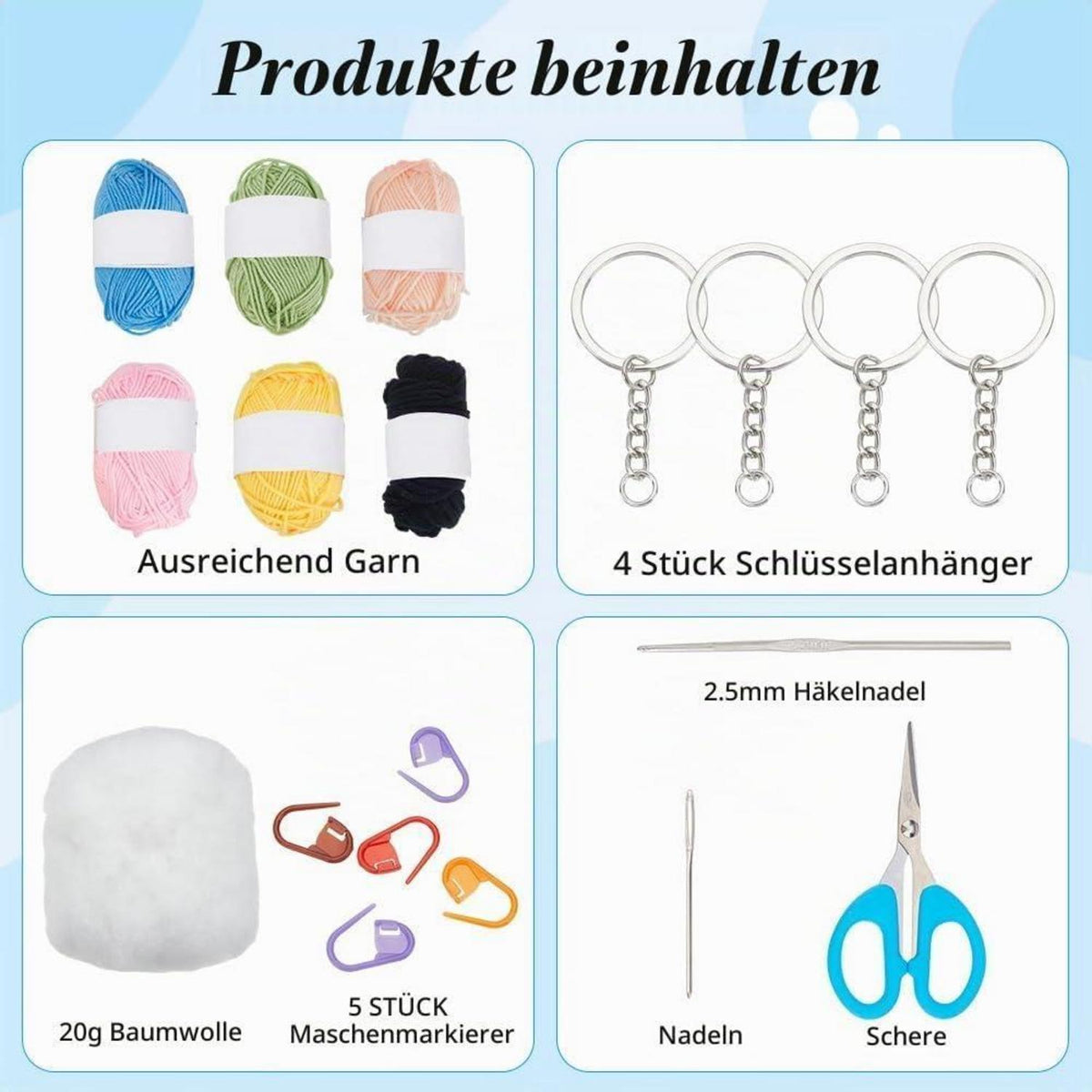 Häkelset Schildkröten Schlüsselanhänger DIY Anfänger Set mit Video
