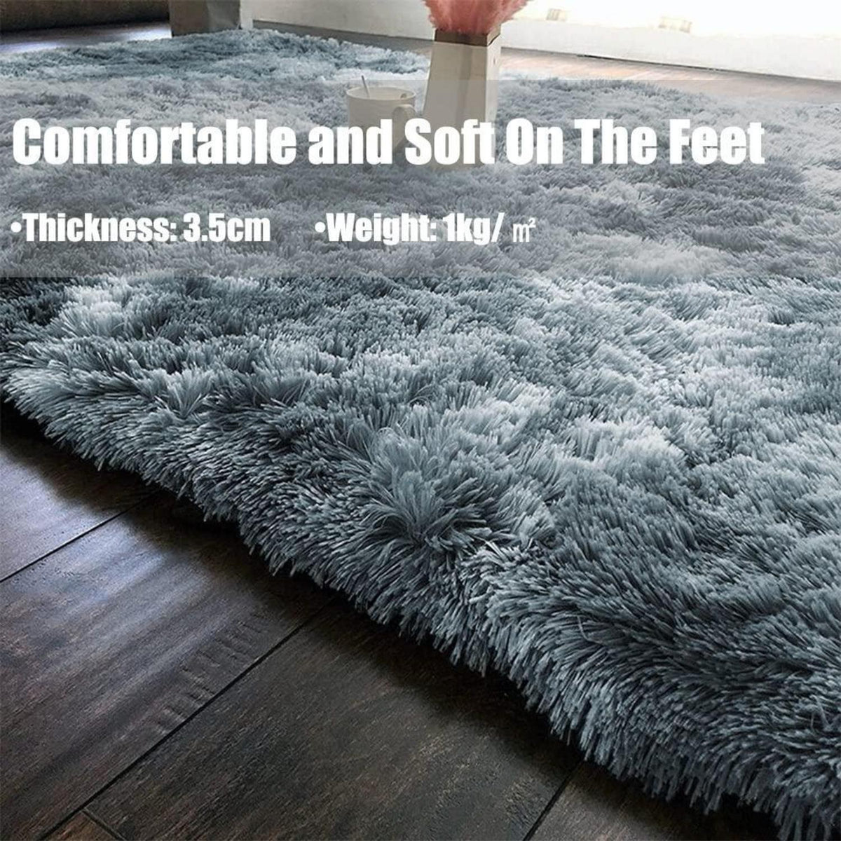 Flauschiger Shaggy Teppich Wohnzimmer 200x250cm Khaki