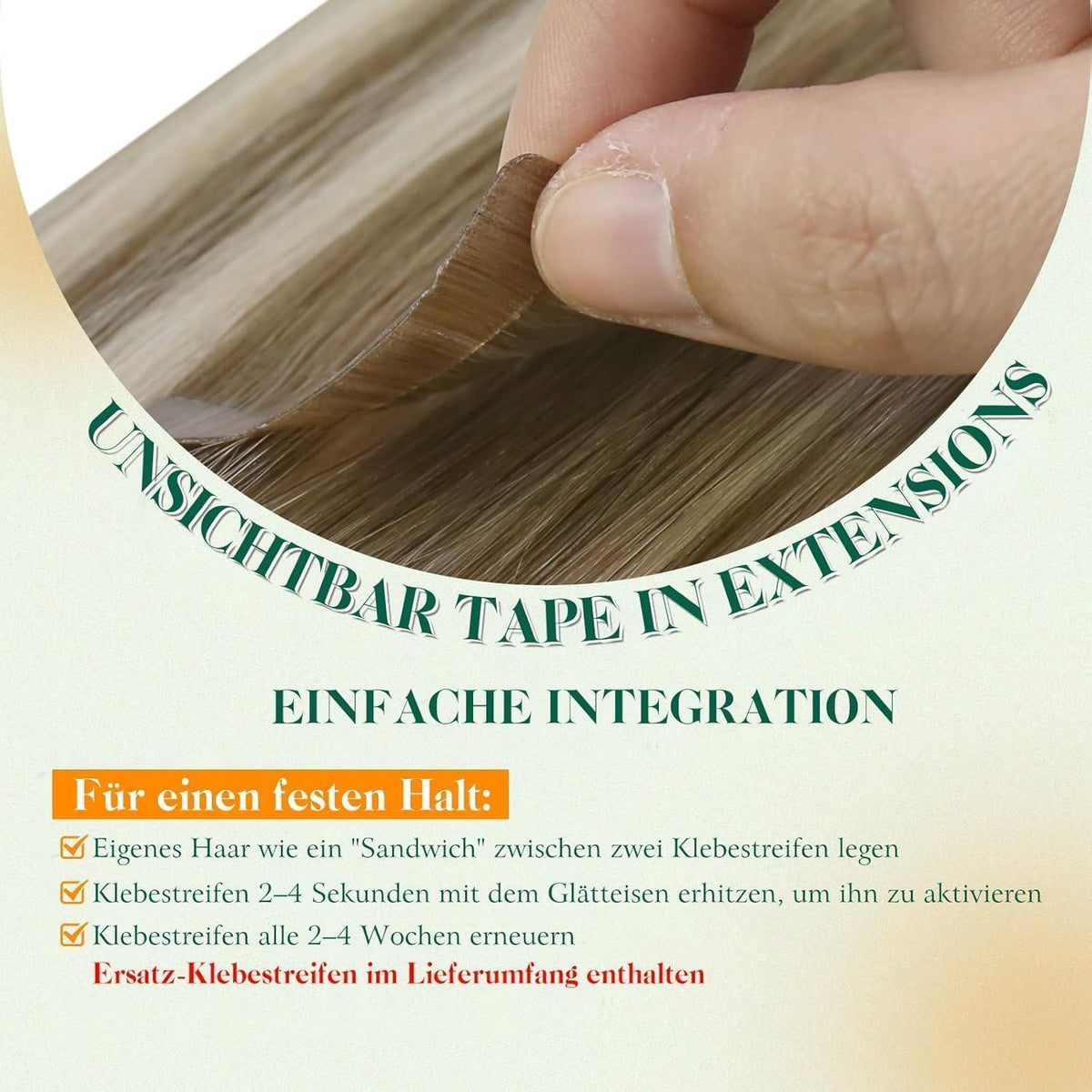 Echthaar Tape Extensions Blond Ombre 55cm 50g #6/60