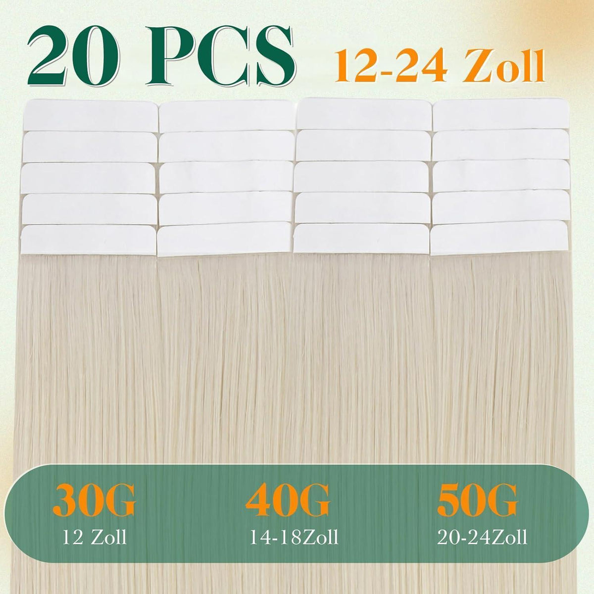 Echthaar Tape Extensions Blond 60cm – Natürliche Verlängerung