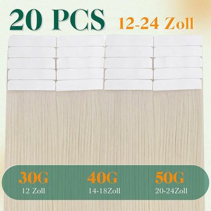 Echthaar Tape Extensions Blond 60cm – Natürliche Verlängerung