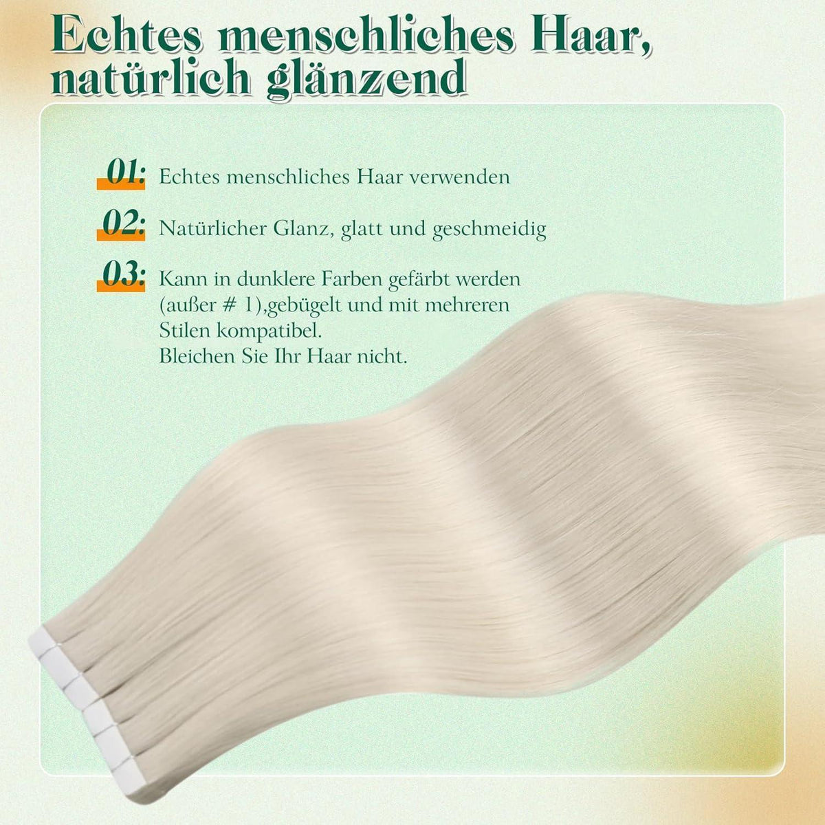 Echthaar Tape Extensions Blond 60cm – Natürliche Verlängerung